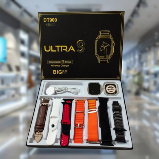 ساعة Ultra 9 DT900 الذكية مع 7 أساور بأنماط مختلفة